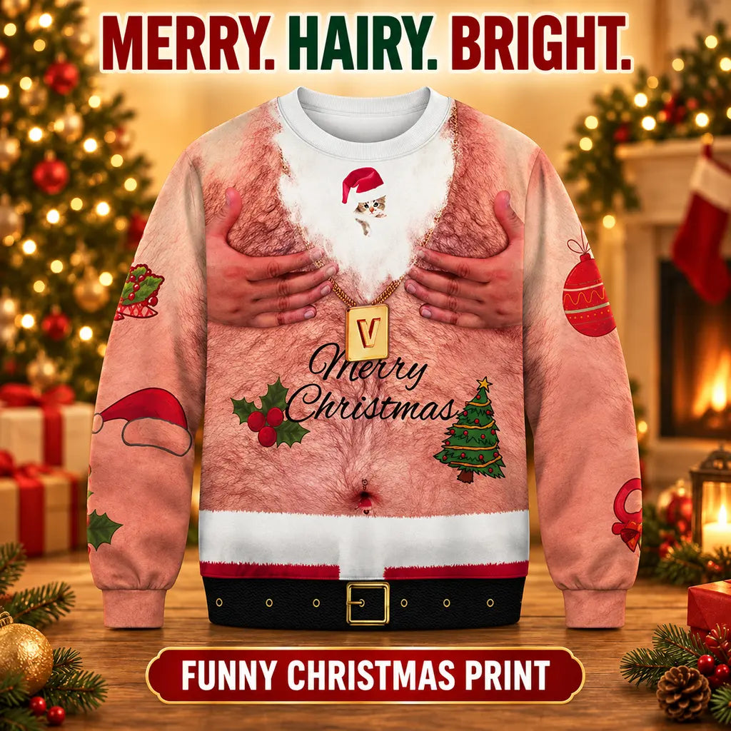 Humorous 3D-Illusion Ugly Christmas Sweatshirt
