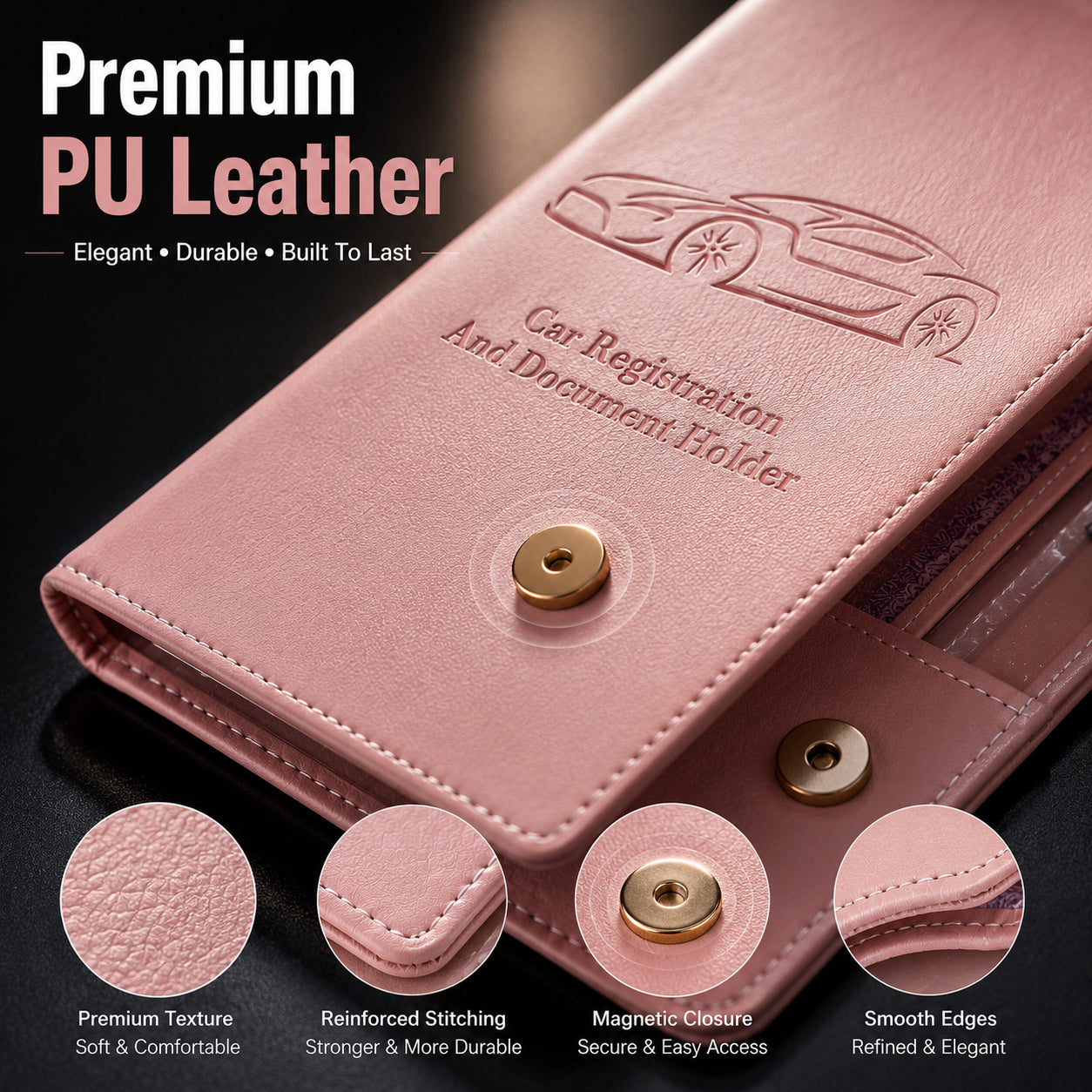 π Car Registration & Insurance Document Holder | Premium PU Leather Organizer