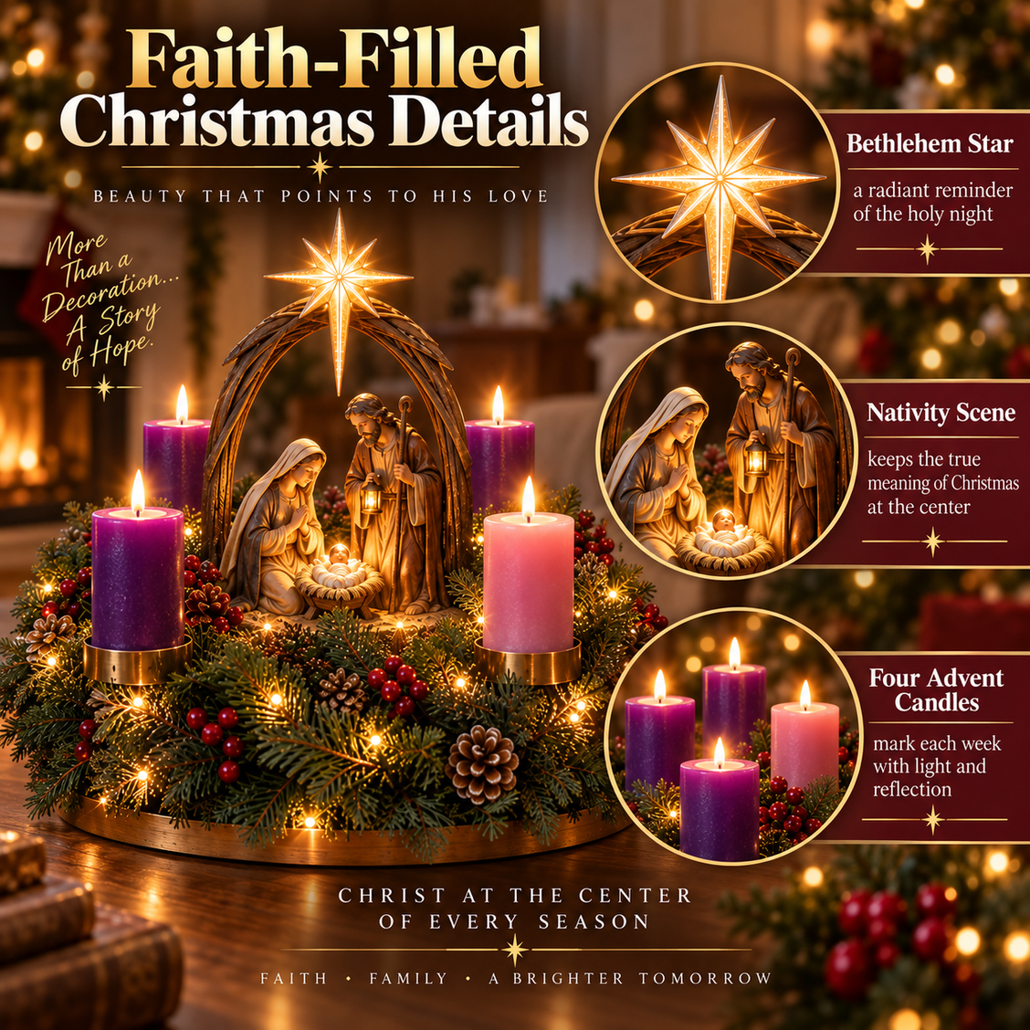 ⏰ LAST DAY 50% OFF-✝️Four Weeks to Bethlehem™ | Lighted Nativity Advent Collection 🕯️