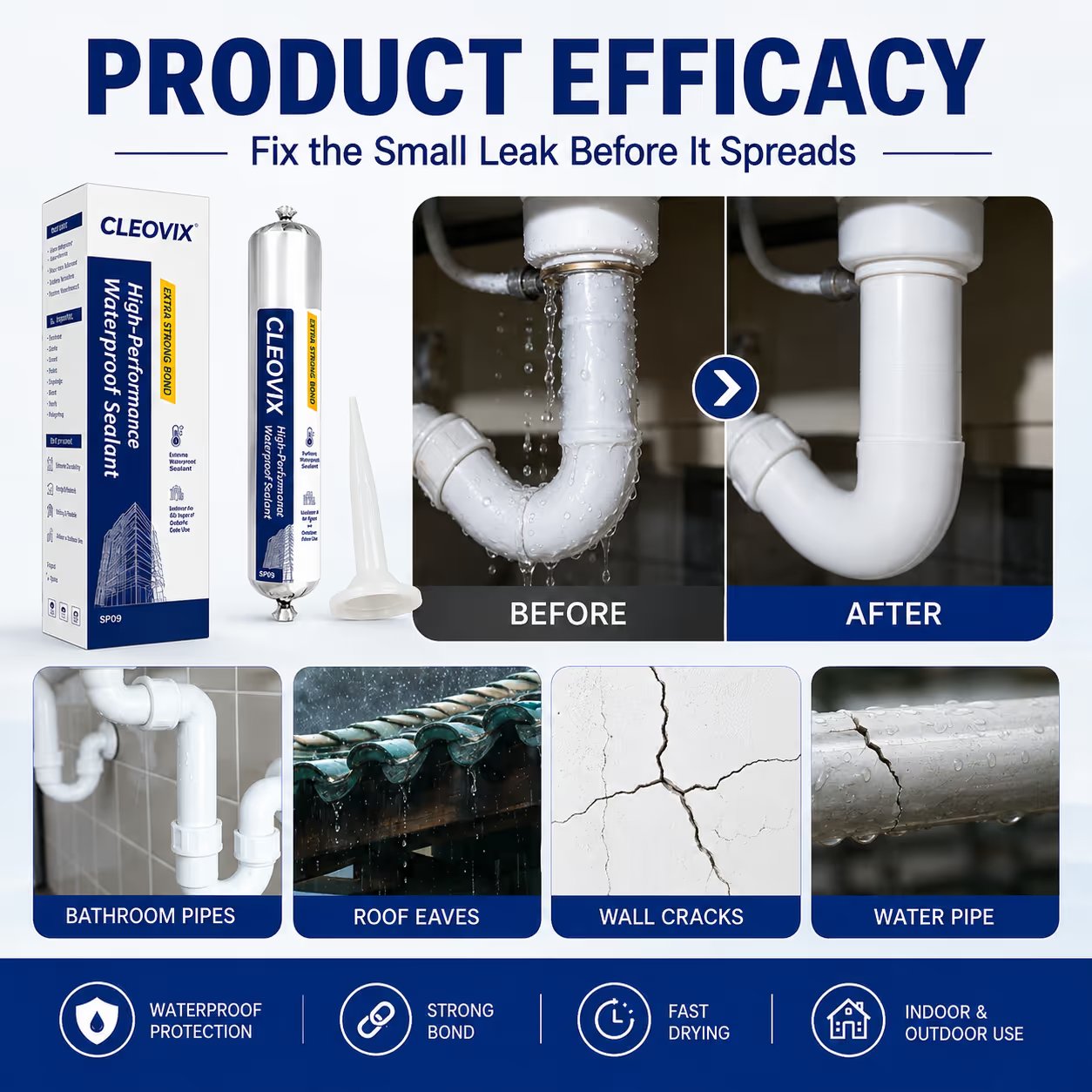 💧 Waterproof Crack & Leak Repair Paste – Multi-Surface DIY Sealant 🔧