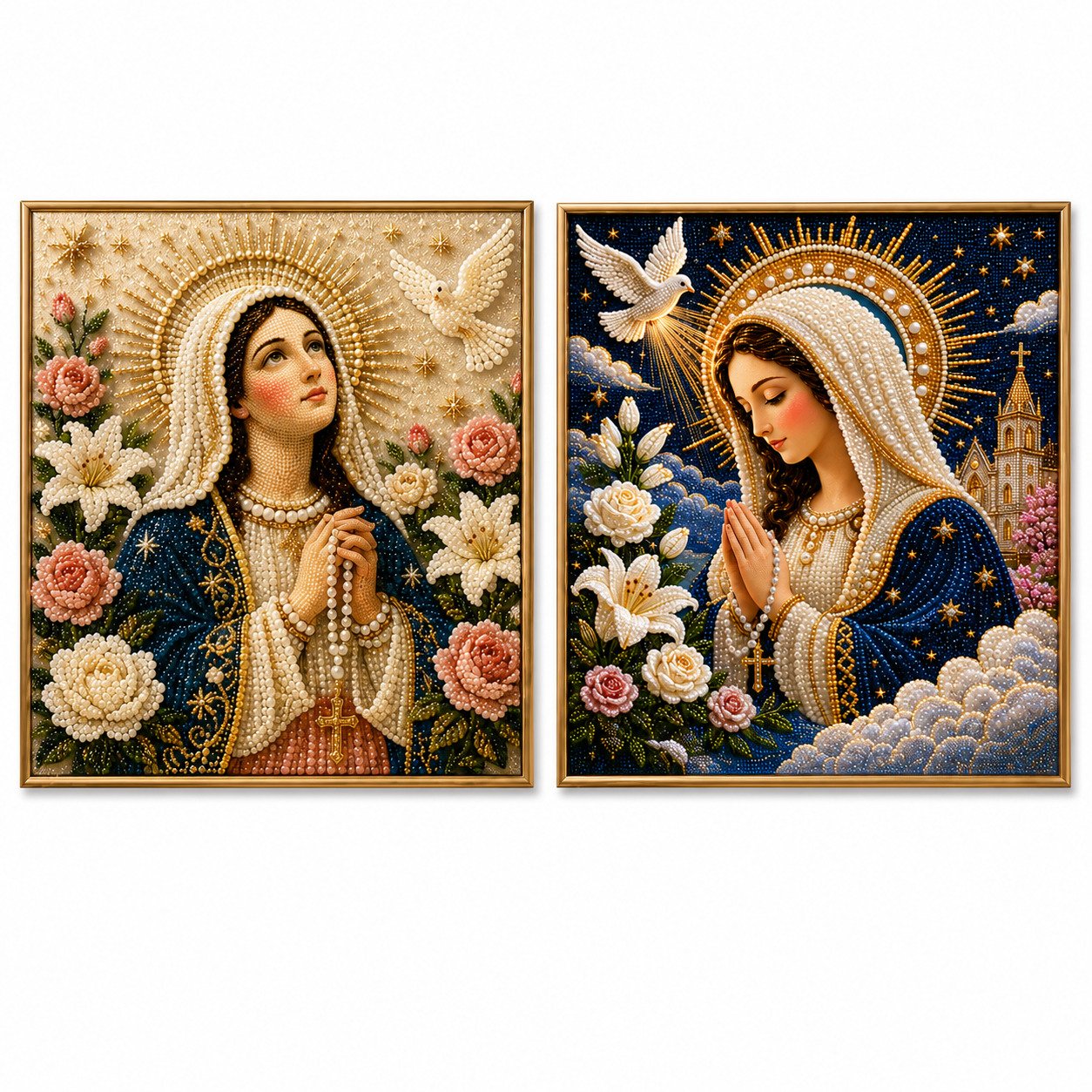 🙏New Arrivals 49% OFF-2026 Divine Pearl Bead Virgin Mary Icon – A Peaceful DIY Faith Art Gift ✨