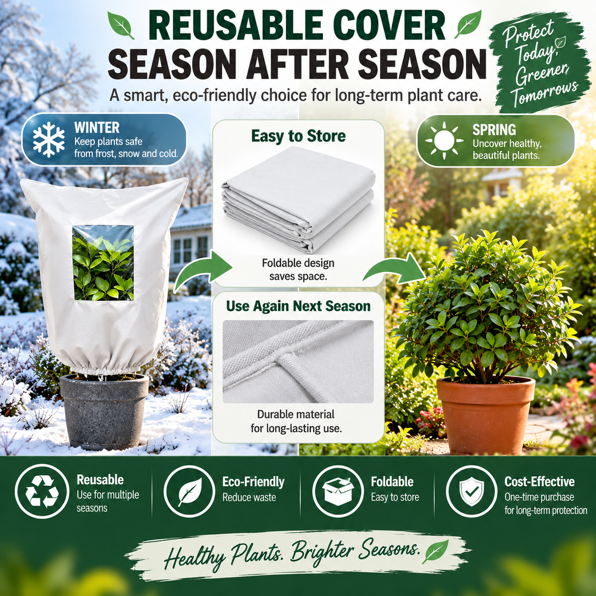 πΏ WINTER GARDEN ESSENTIAL | Plant Frost Protection Cover β Breathable Reusable Cover for Shrubs, Pots & Young Trees