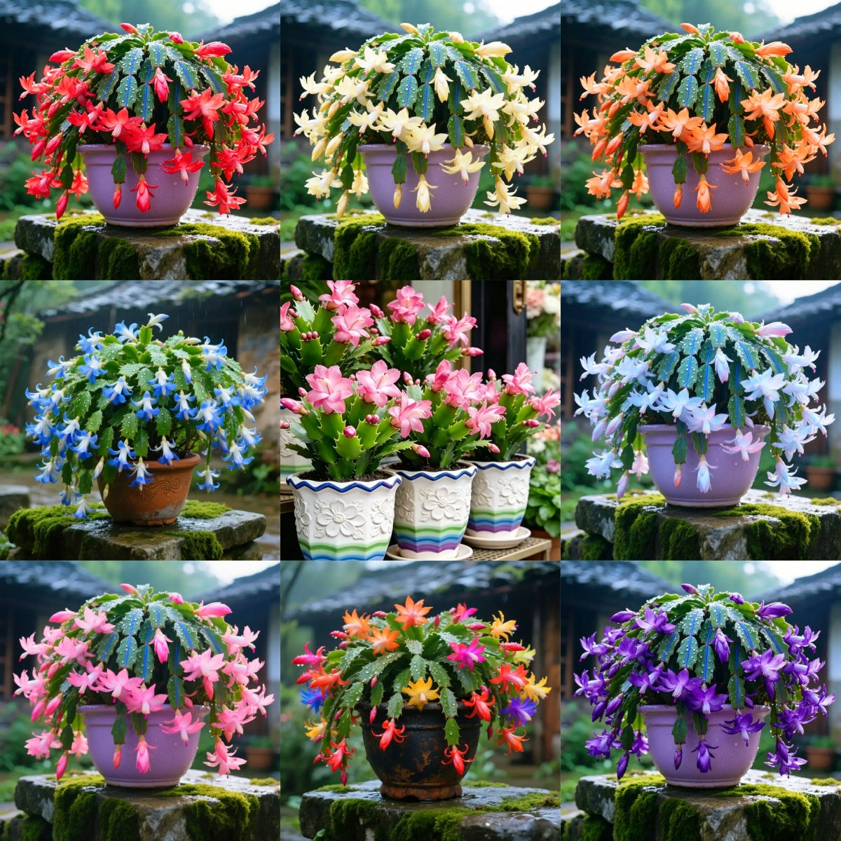🦀Mix Colors Schlumbergera Bulbs– Easy-Care Blooms in Every Shade, Even in Winter ❄️🌈
