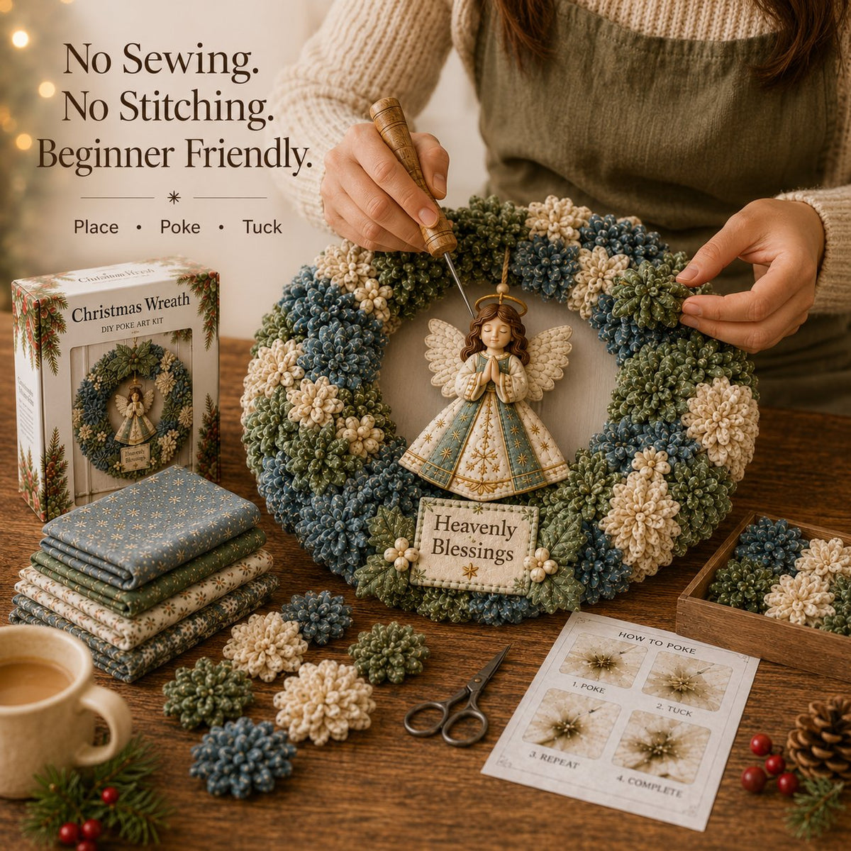 π LAST DAY 50% OFF β¨ Make A Christmas Wreath You'll Be Proud To Display β€οΈ 3D Fabric Poke DIY Kit With Tutorial & Guide Included