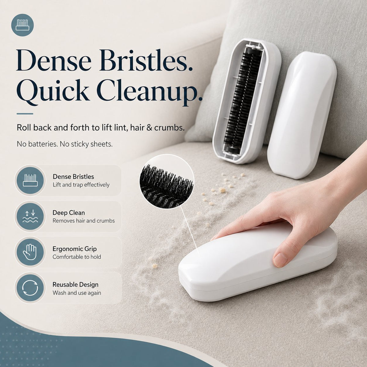 🧹 Household Portable Lint Remover Brush-Everyday Mess. One Easy Sweep.