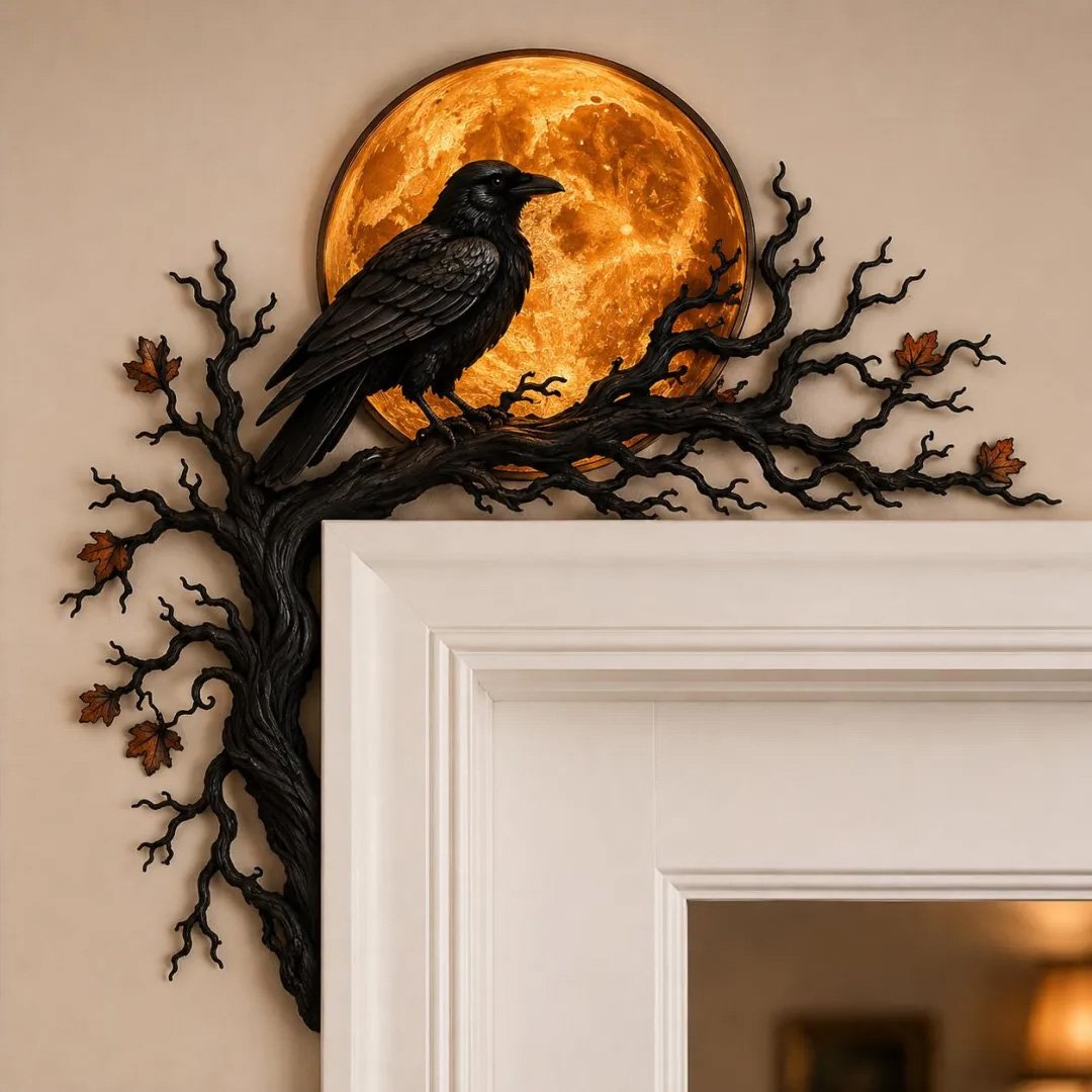 🐦⬛🌕 Raven Moon Halloween Corner Decor
