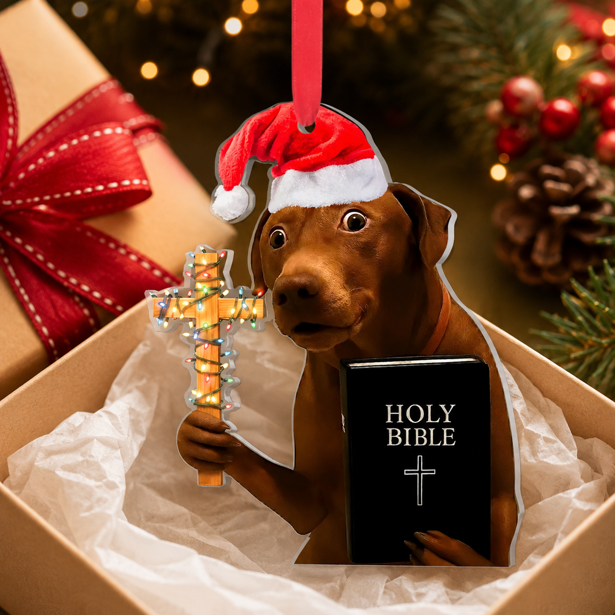 🤣“My Dog Is Ready To Preach” Christmas Ornament
