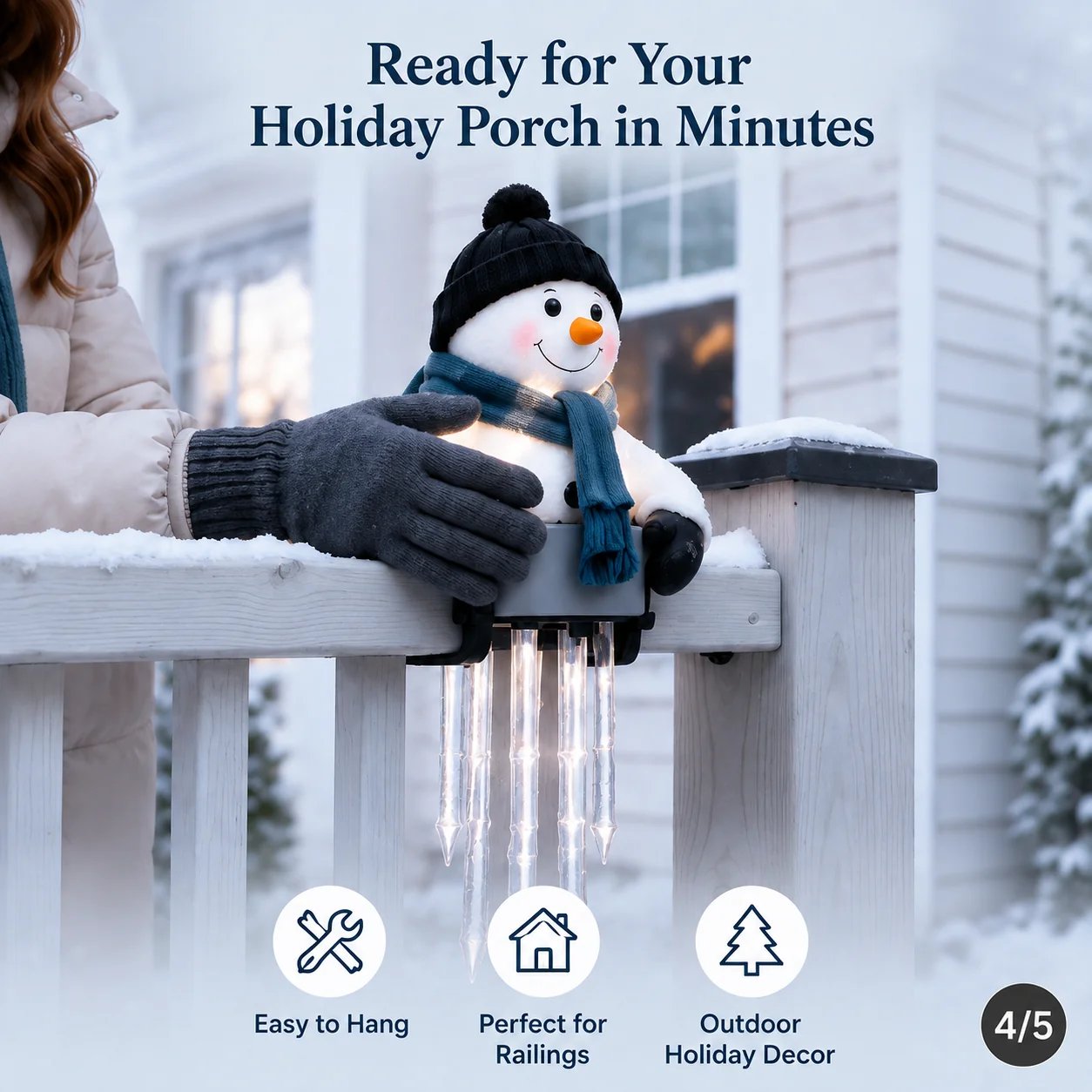 ☃️ WinterGlow Snowman Icicle Light Decor