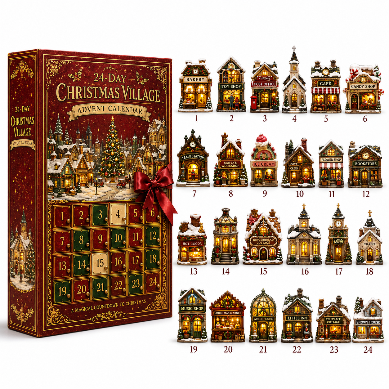 🔥24-Day Christmas Countdown Advent Calendar – Christmas Town