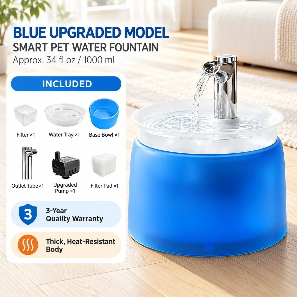 Filtered Cat Water Fountain – Circulating Pet Drinking Station