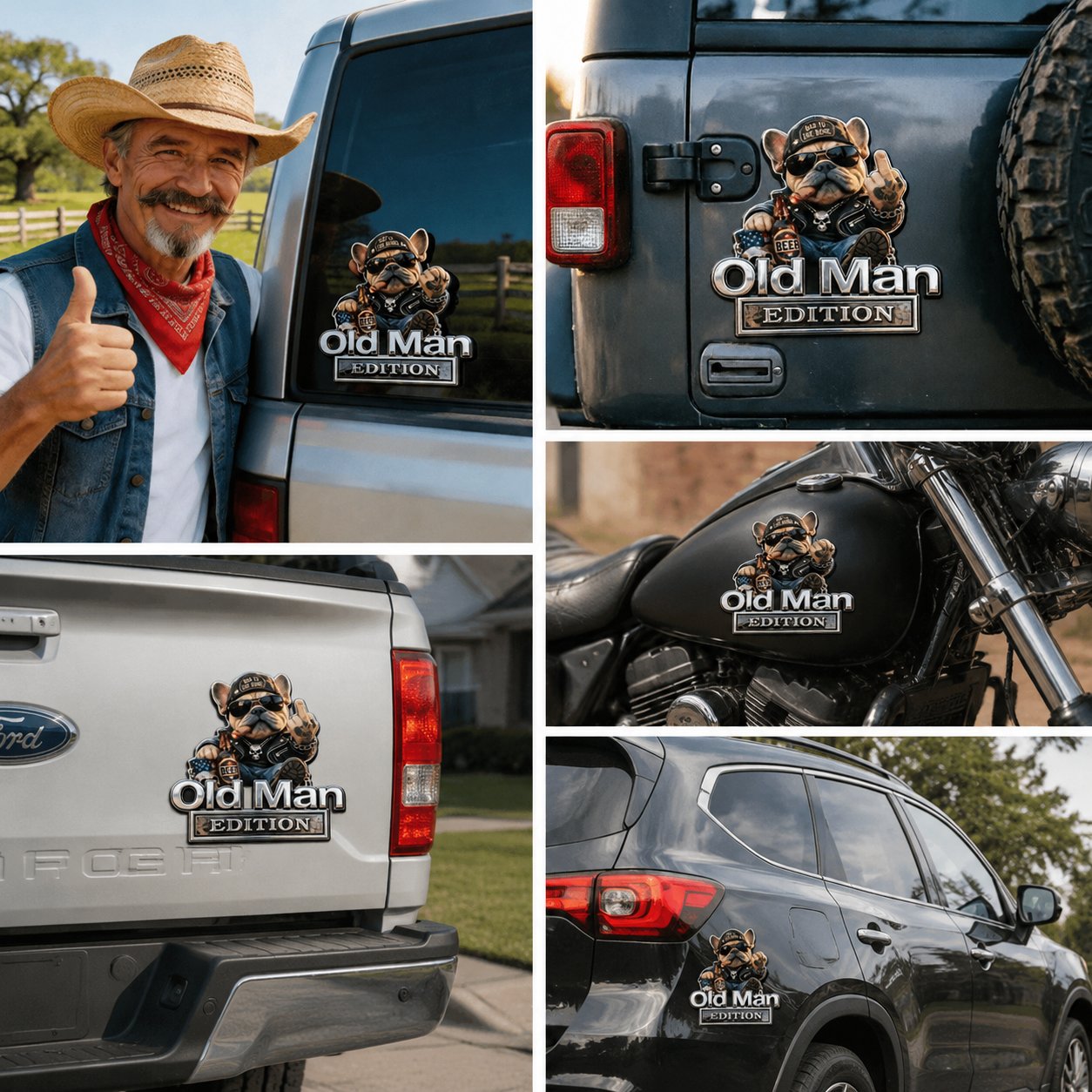 π Funny Old Man Edition Vehicle Badge β 3D Chrome Metal Emblem, Perfect Father's Day & Birthday Gift for Dad, Grandpa, Husband, Truck & SUV Owners