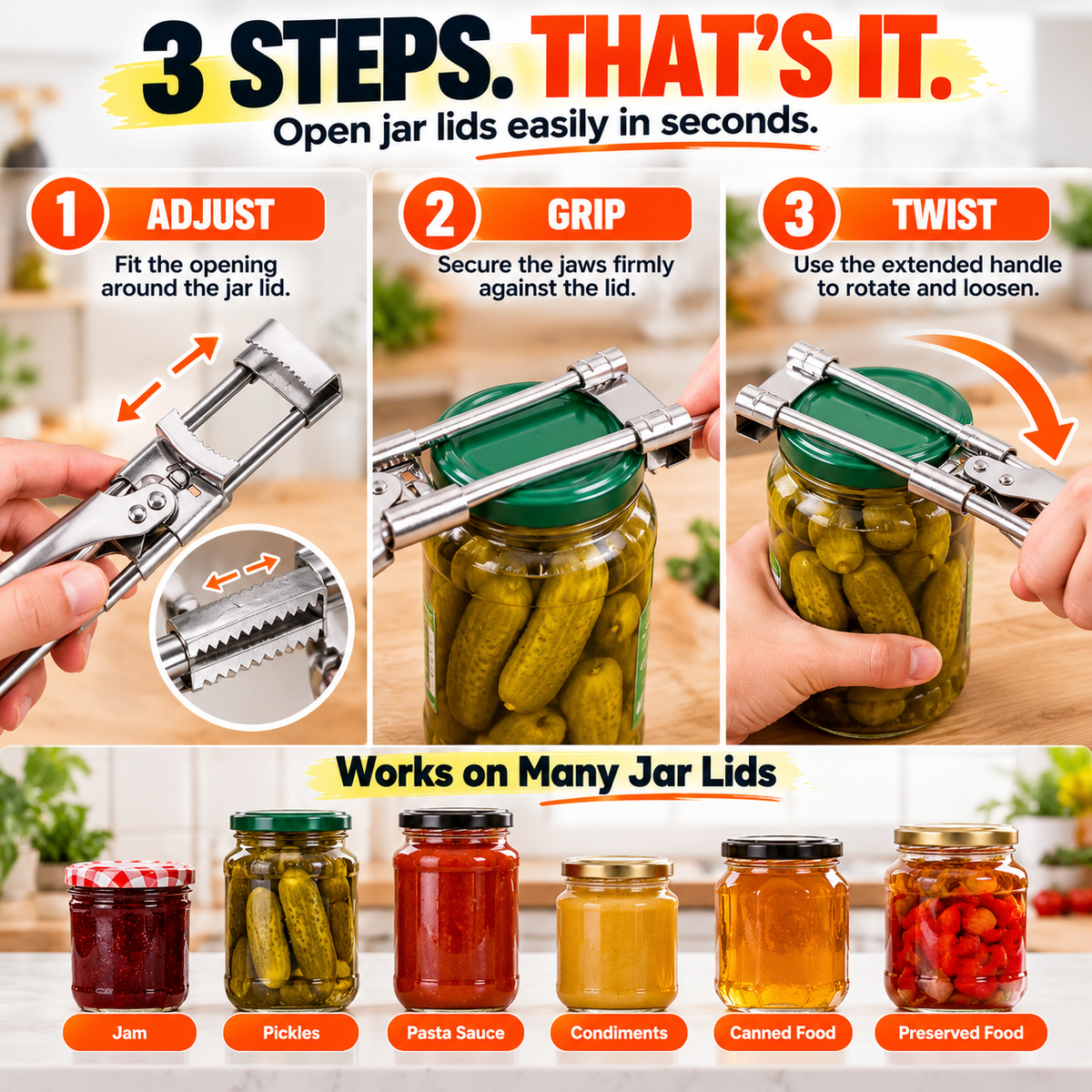 π« Easy-Grip Adjustable Jar Opener β Open Stubborn Lids With Less Effort