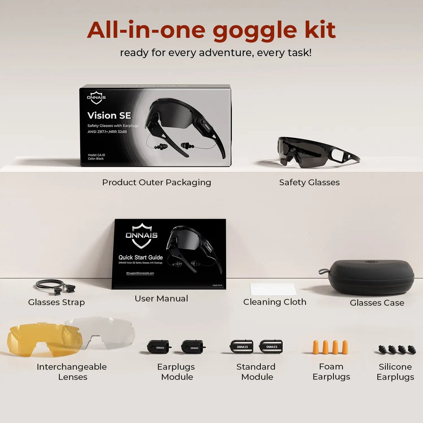 Safety Goggles with Noise Reduction Plugs