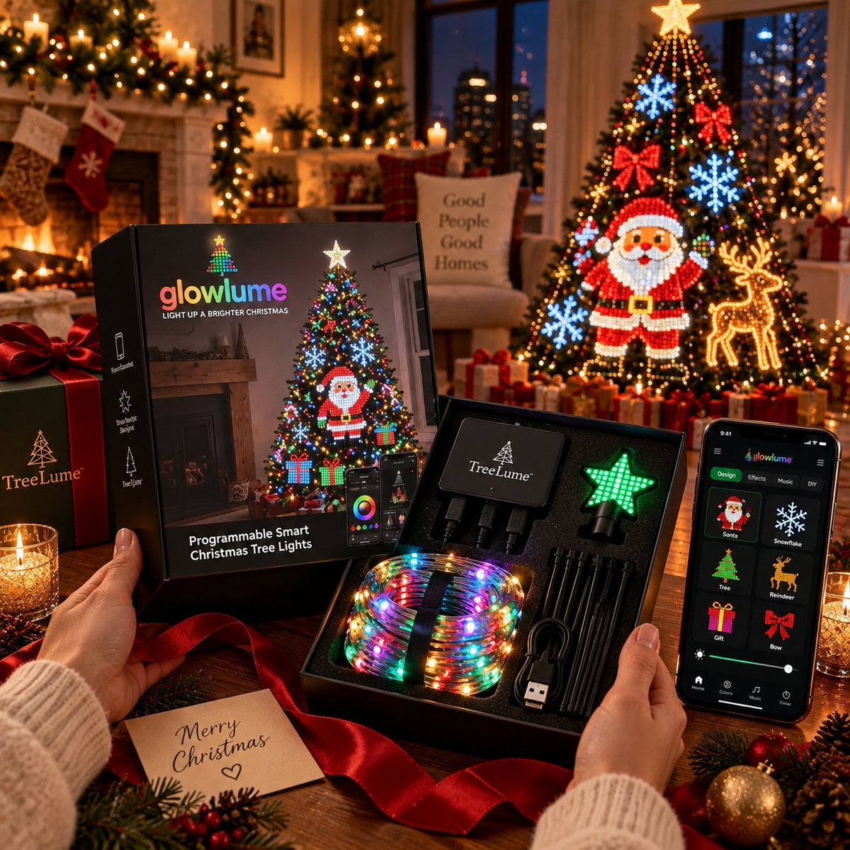 Smart App-Controlled Pixel Christmas Tree Lights, 134 Dynamic Animations & Music Sync LED Lights for Xmas Tree Decoration