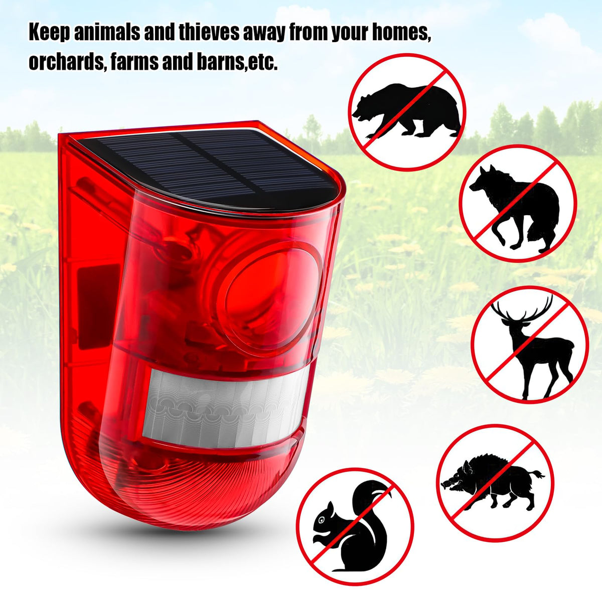 π¨ Solar Sound and Light Alarm Motion Sensor - 129dB Outdoor Security Siren, Waterproof Wall Mounted Red Light Motion Detector with 4 Modes for Home, Farm & Yard βοΈπ‘οΈ