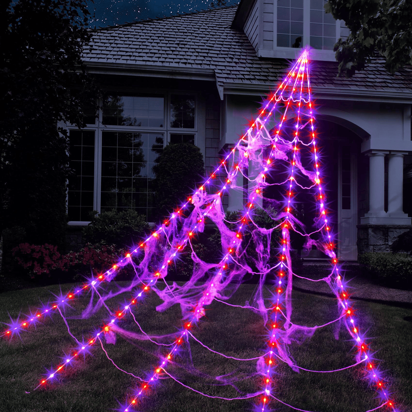 🎃Halloween Glowing Spider Web Lights🕷️
