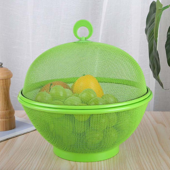 FreshKeep Covered Produce Basket - Breathable, Drainable & Insect-Resistant Kitchen Storage