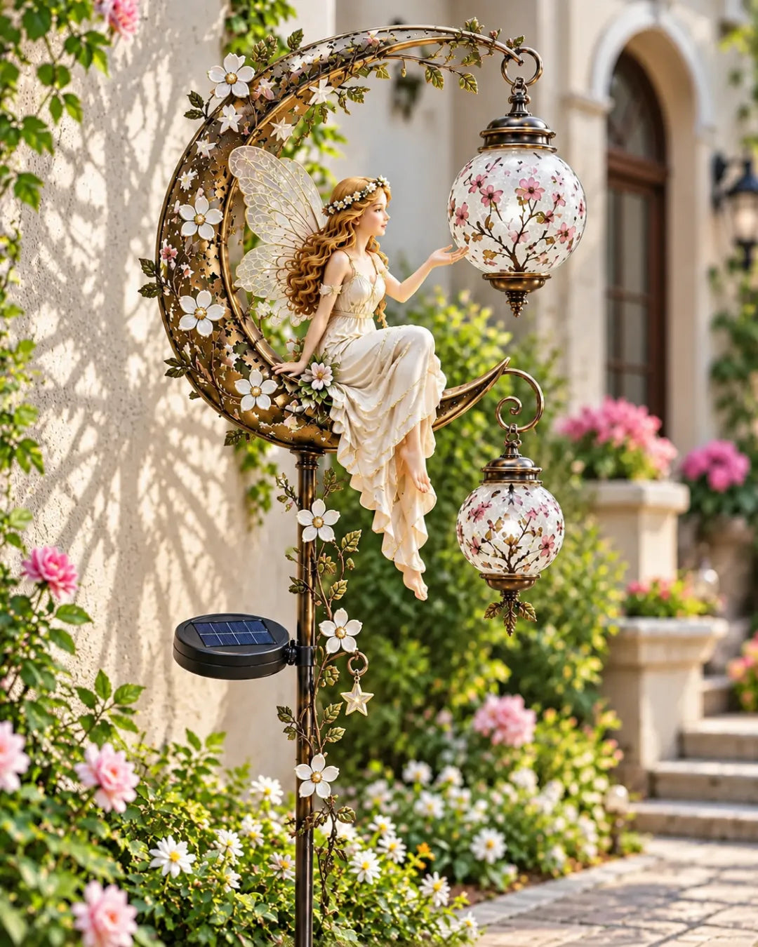 π§ββοΈπ Enchanted Moon Fairy Solar Garden Light | Floral Crescent Lantern Stake, Magical Outdoor DΓ©cor & Fairy Garden Accent