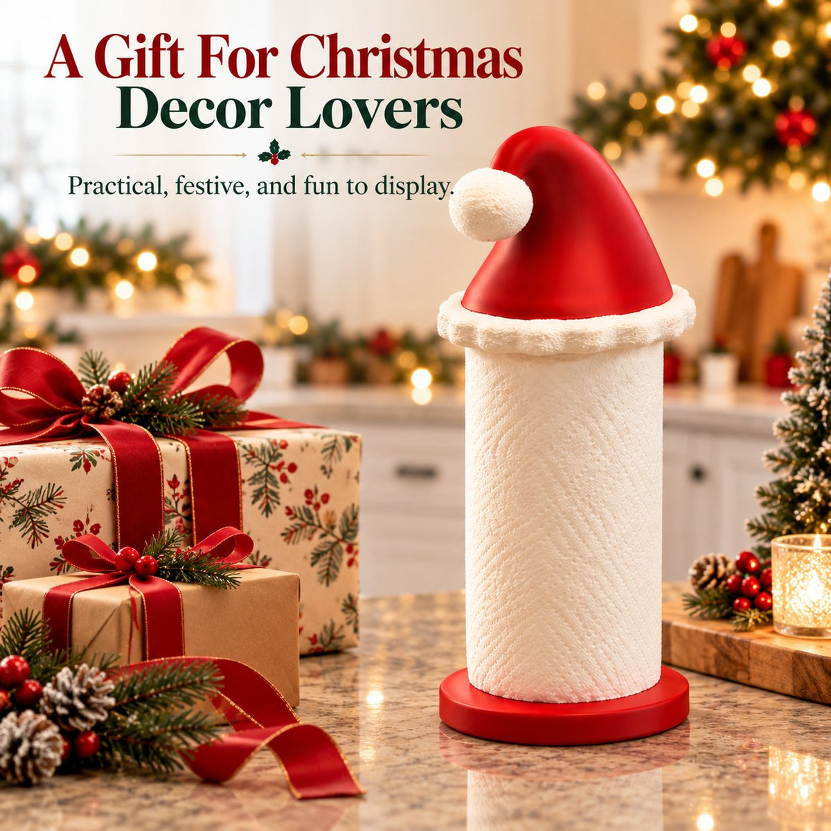 Santa Hat Christmas Paper Towel Holder