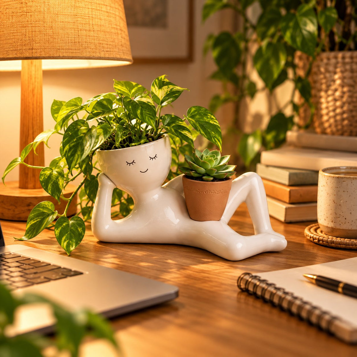 ๐ด The Lazy Lounger Ceramic Planter | The Desk Buddy Your Plants Deserve ๐ฟ