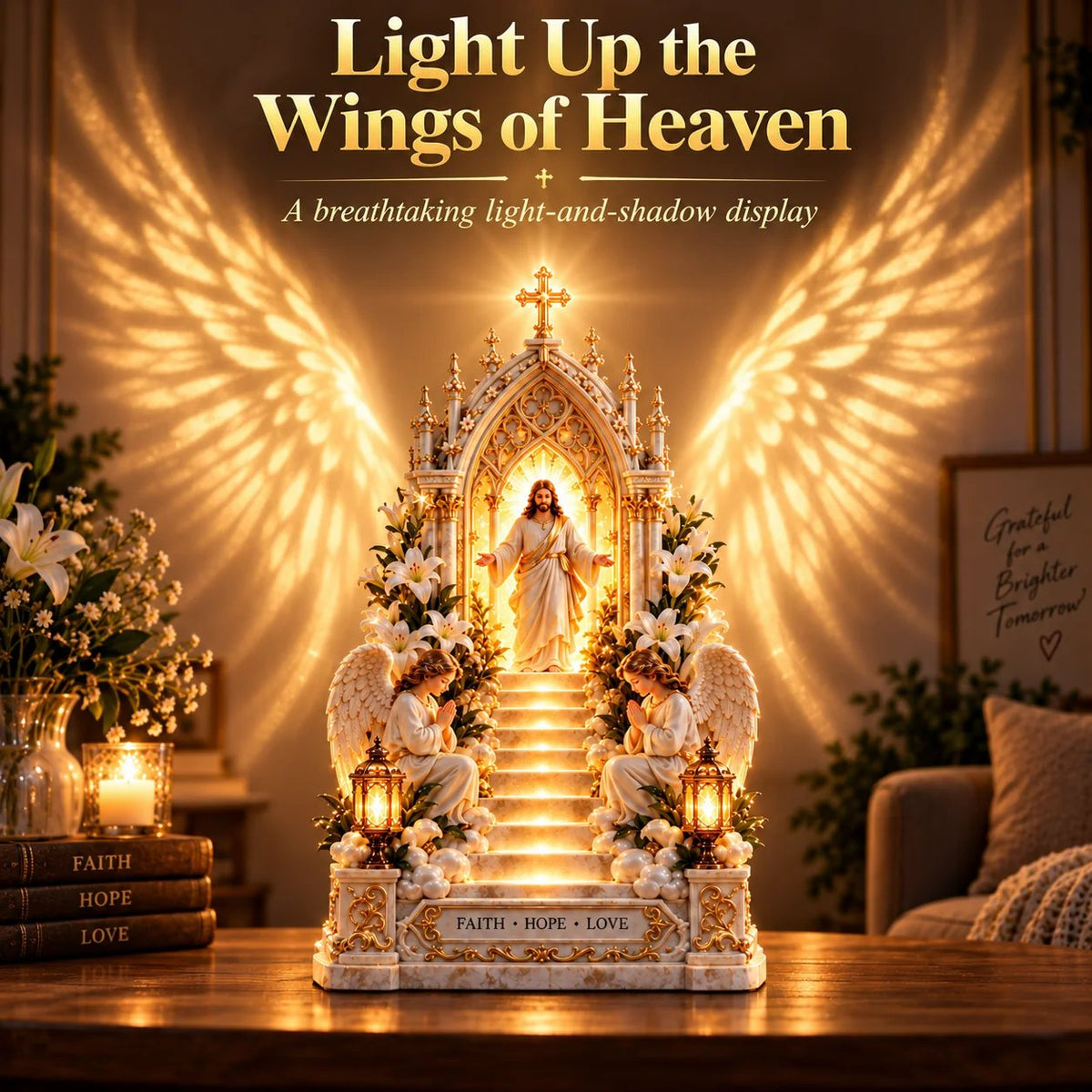 ✨ ✝️Heaven Opens™ – Step-by-Step Illuminated Jesus Stairway | Faith, Hope & Love