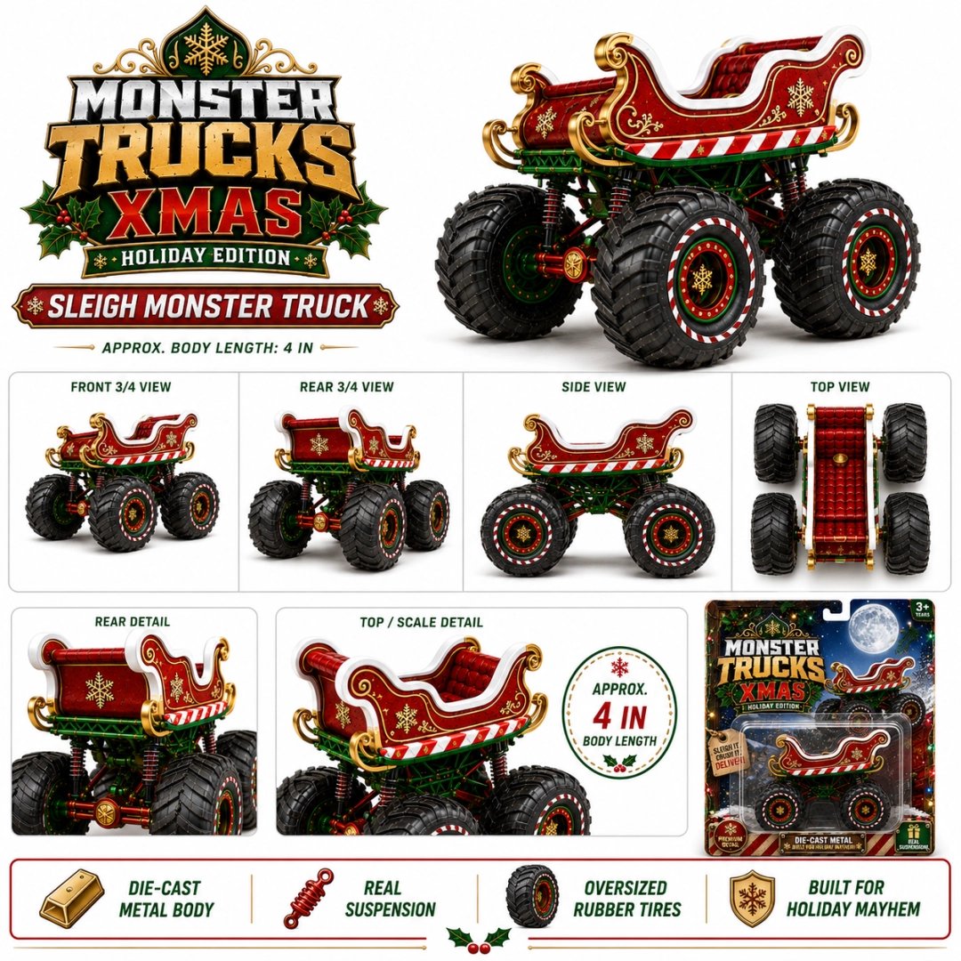 XMAS Holiday Edition Sleigh Monster Truck