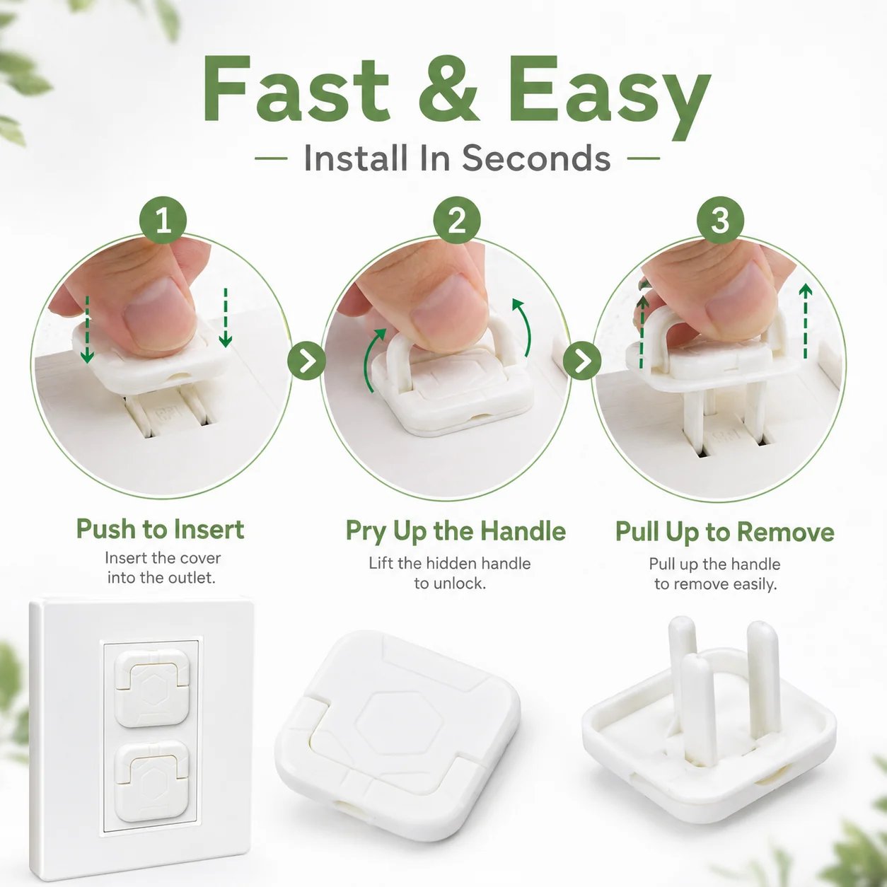 πβ¨ Baby Proof Socket Covers with Smart Handle Design β Fits 2 & 3 Prong Outlets for Easy Parent Removal