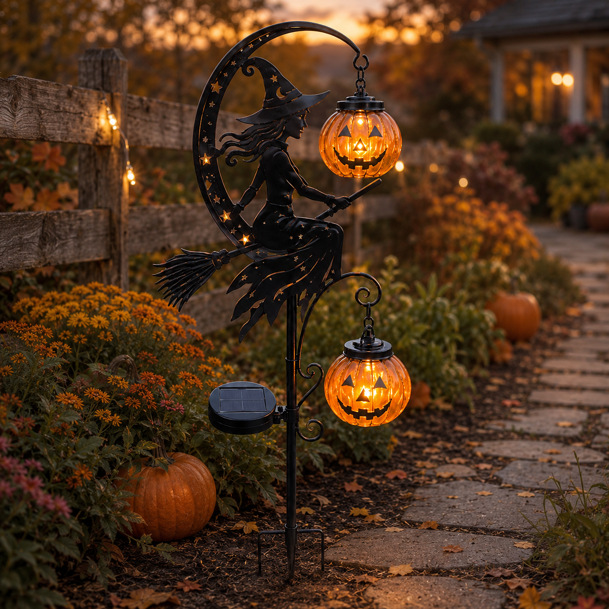 Halloween Witch Solar Garden Stake Light