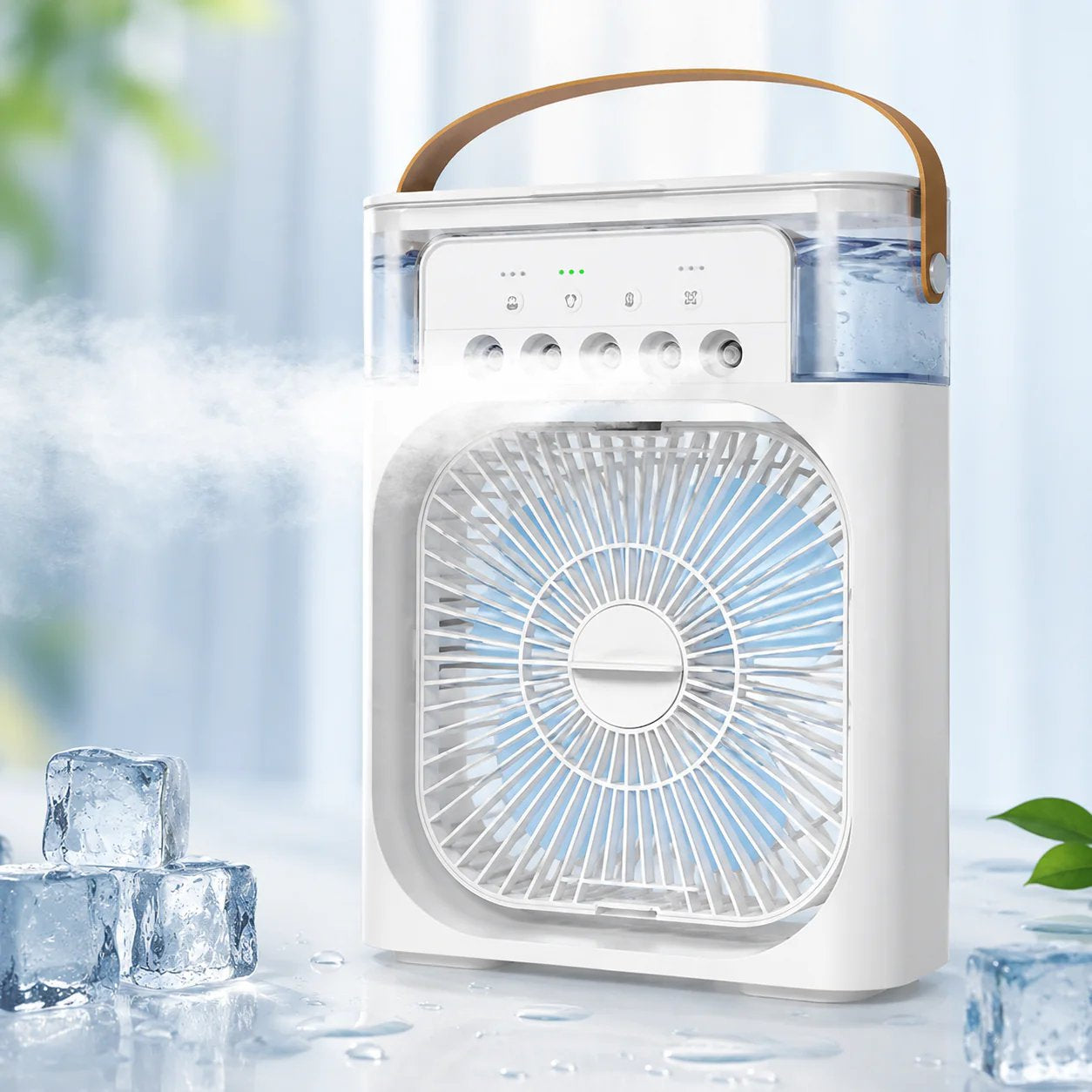 Portable Air Cooler Fan with 5 Spray Misting & 7 Color LED Night Light