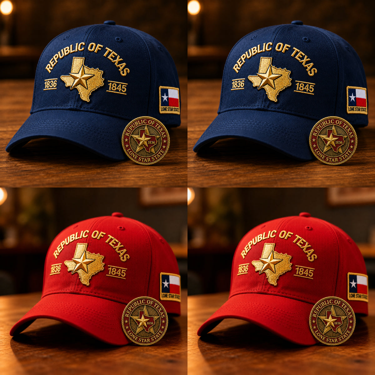 Republic of Texas Embroidered Cap 🎁 Free Honor Coin With Every Cap Purchase