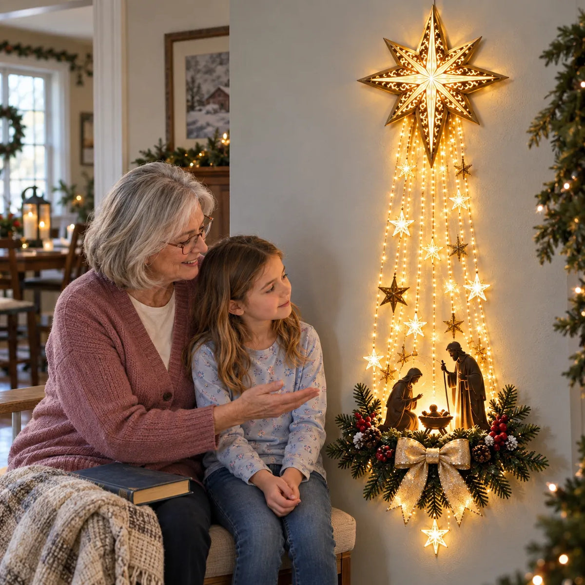 ✝️ Bethlehem Star of Faith™ – Lighted Nativity Wall Decor