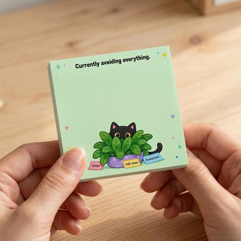 🐾 Sassy Black Cat Sticky Notes (4-Pack) | Funny Sarcastic Memo Pads for Office, School & WFH | 3'x3'