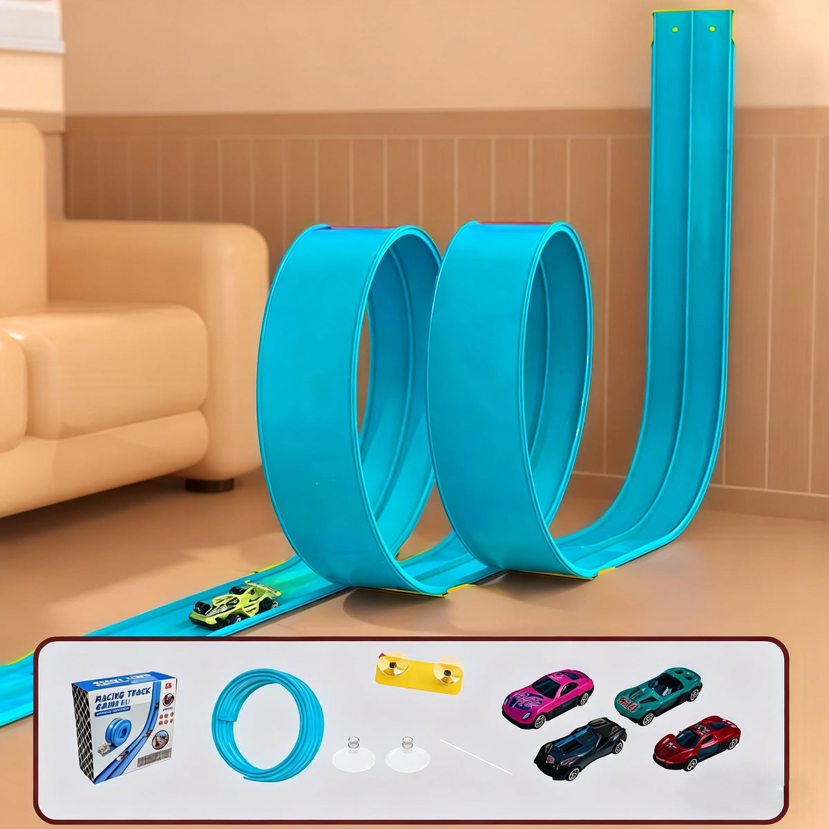 π₯Flex Tracks 15Ft for Kids, STEM Flexible Race Car Ramp Track
