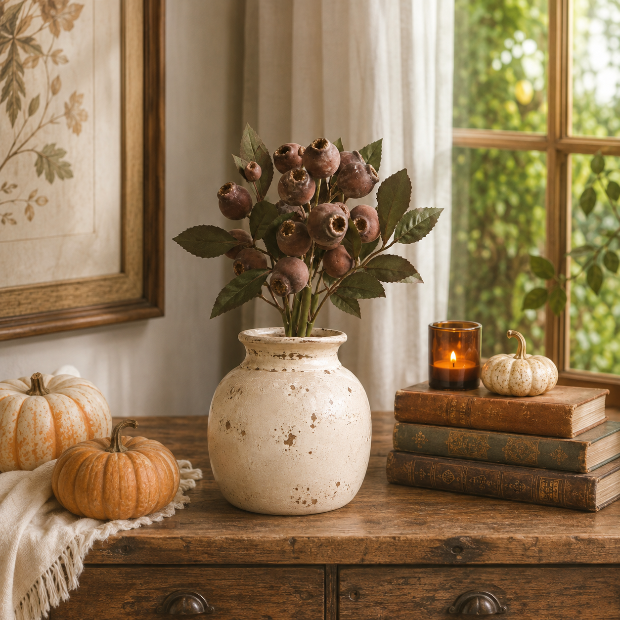 3 Pack Vintage Faux Seed Pod Bouquet – Rustic Seasonal Farmhouse Floral Stems