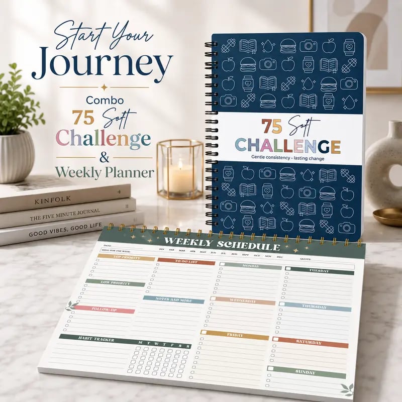 đ75 Soft Challenge Journal For Women | The Gentle Habit Tracker That Helps You Finish What You Start