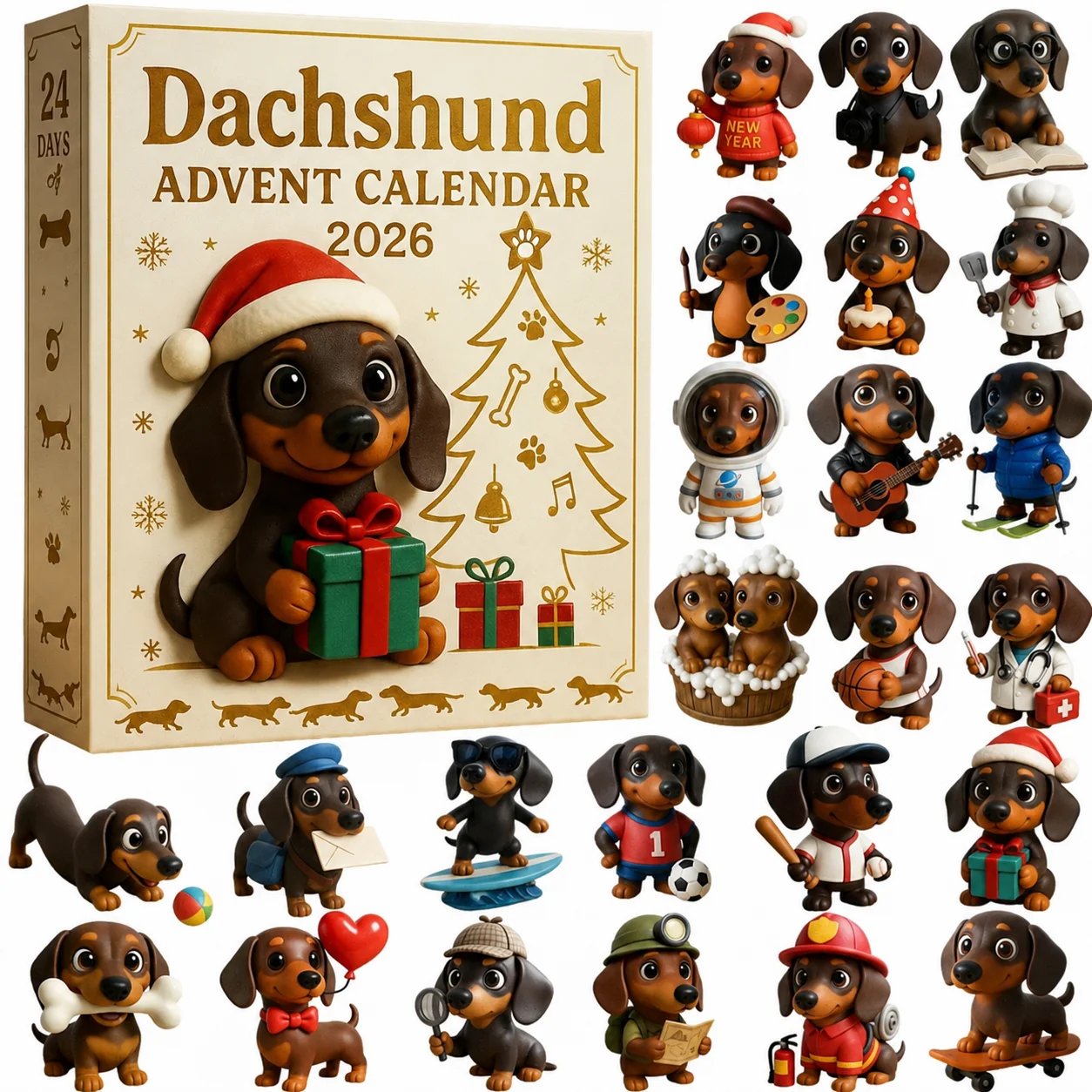🎄HOT SALE 49% OFF🐾 2026 Dachshund Advent Calendar 🐶✨