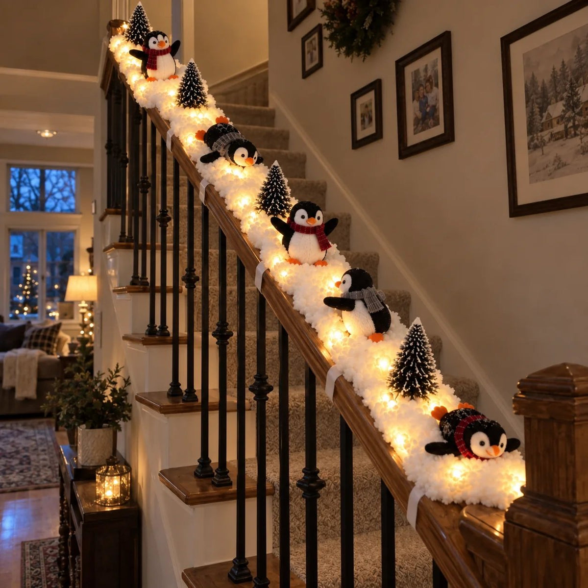 ๐ง Penguin Christmas Stair Snow Decor | A Cozy Penguin Christmas Story โจ