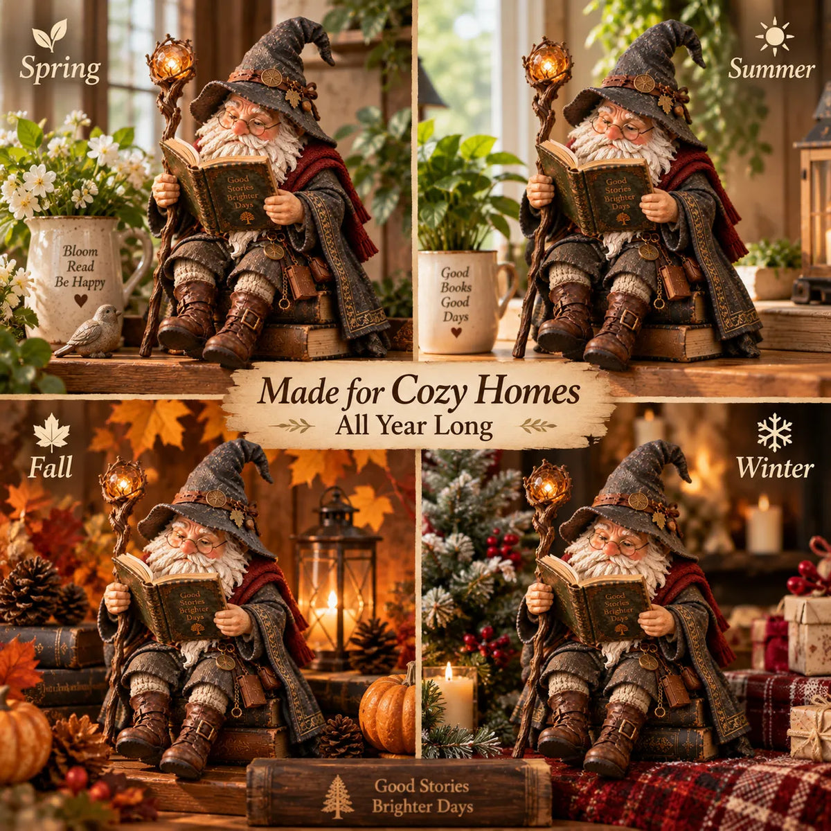 🧙♂️ The Wandering Scholar Gnome – Enchanted Reading Wizard Figurine