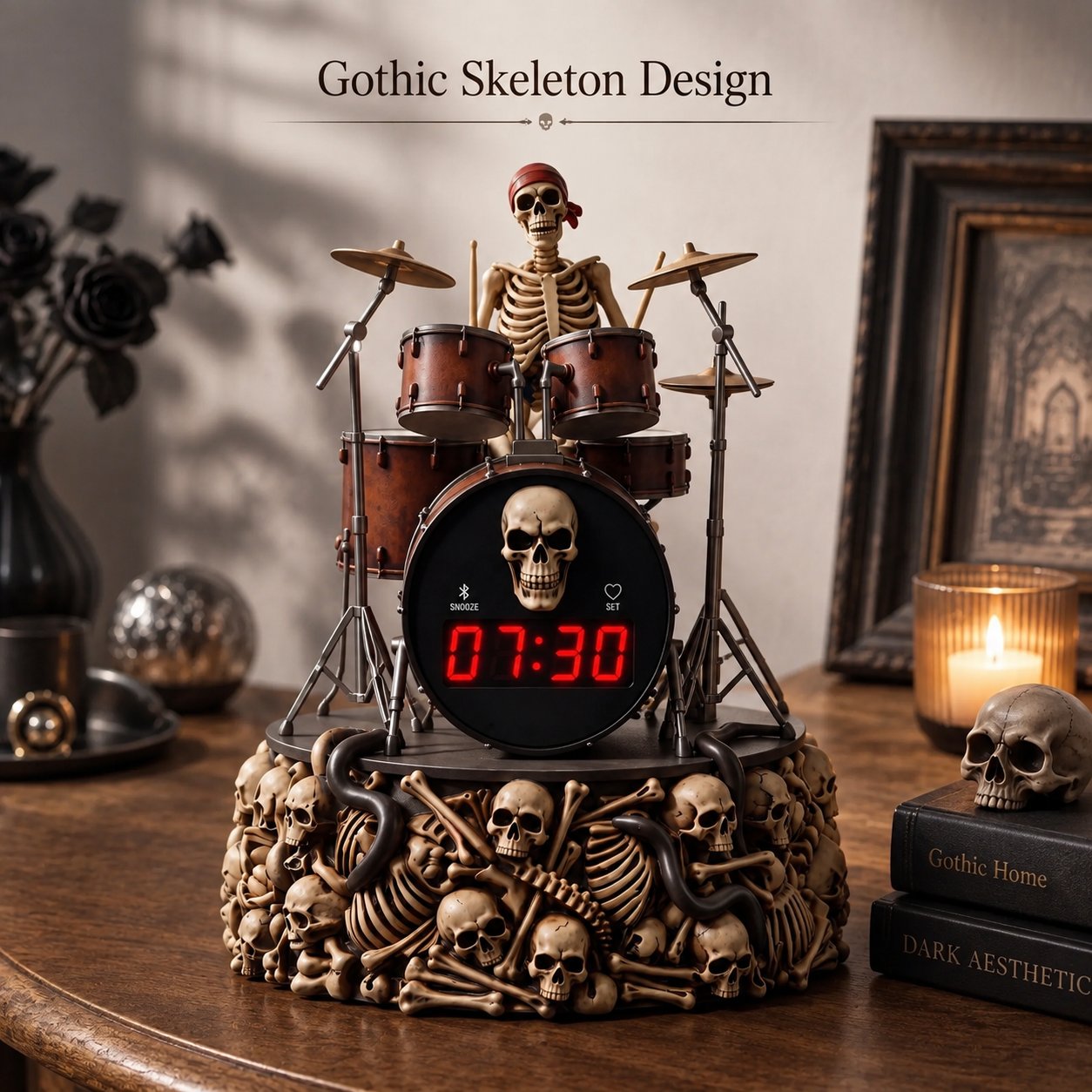 🥁Bluetooth Skeleton Drummer Alarm Clock