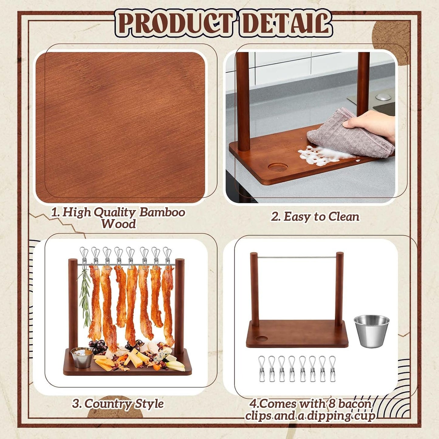 Vertical Charcuterie, Bacon & Appetizer Display Board