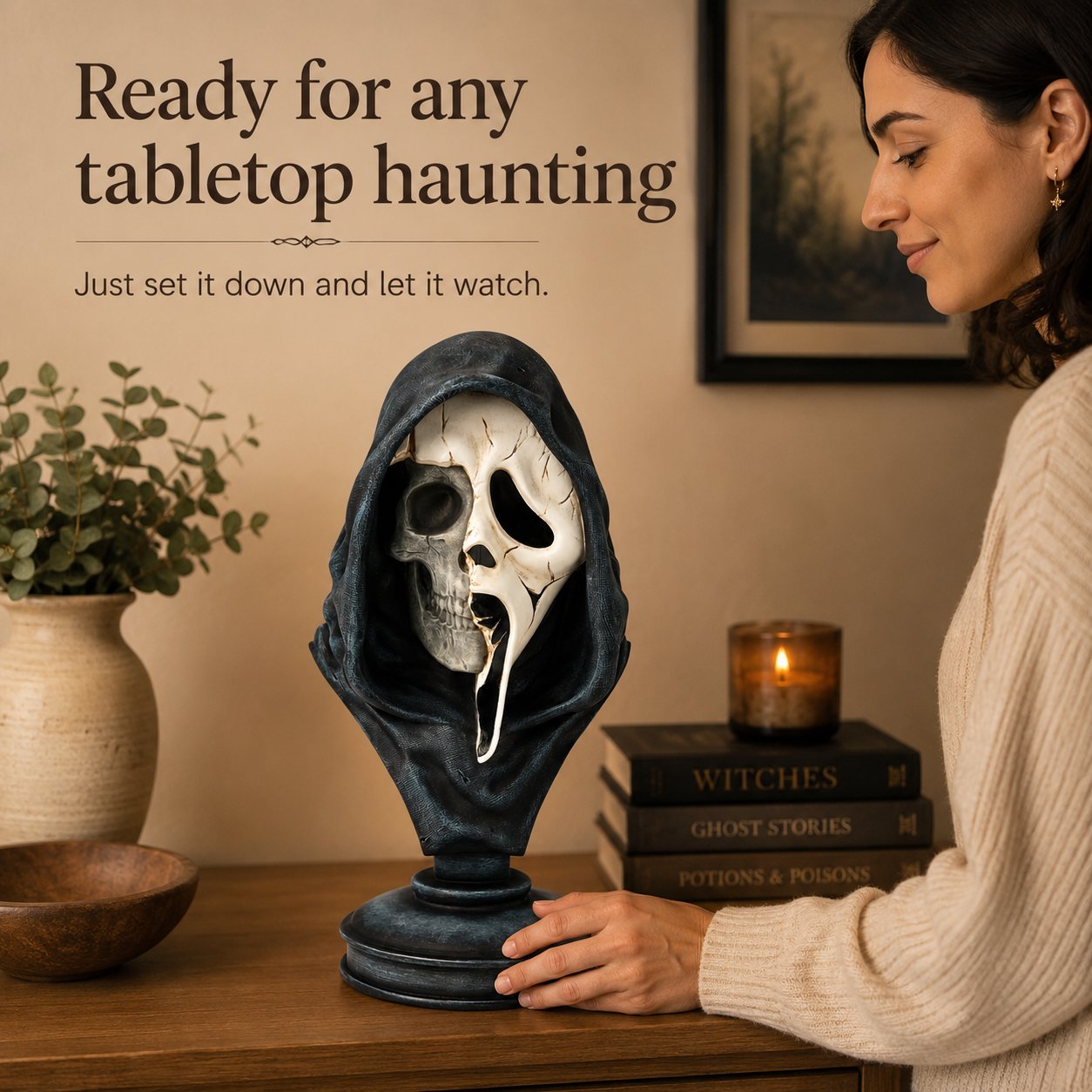 π Ghost Face Skeleton Bust Statue