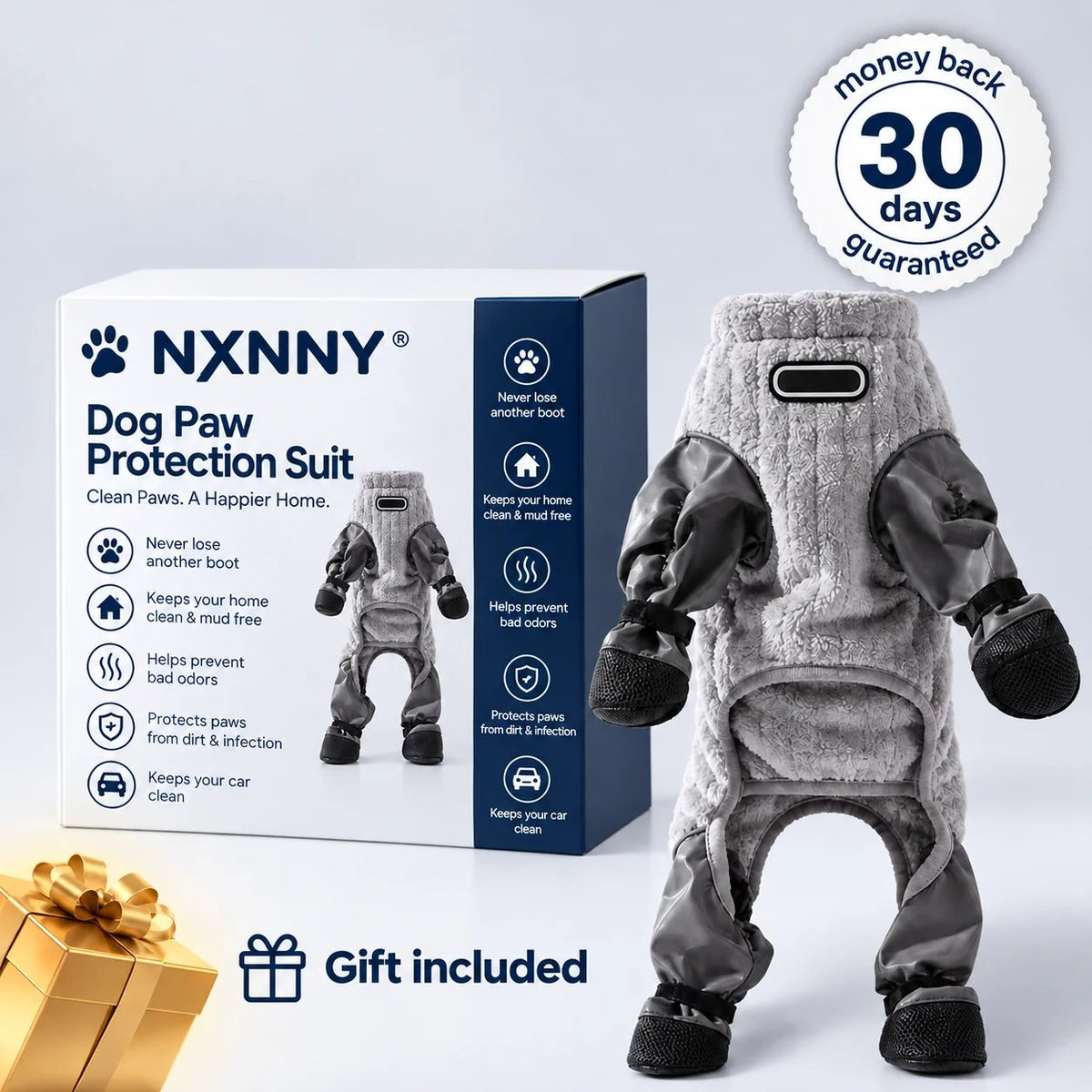 NXNNY™ Dog Paw Protection Suit – All-in-One Weather & Mud Protection