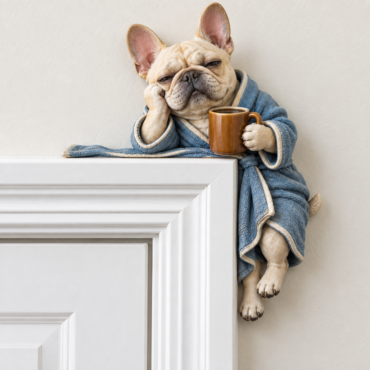 French Bulldog Coffee Door Topper – Cozy Morning Dog Décor