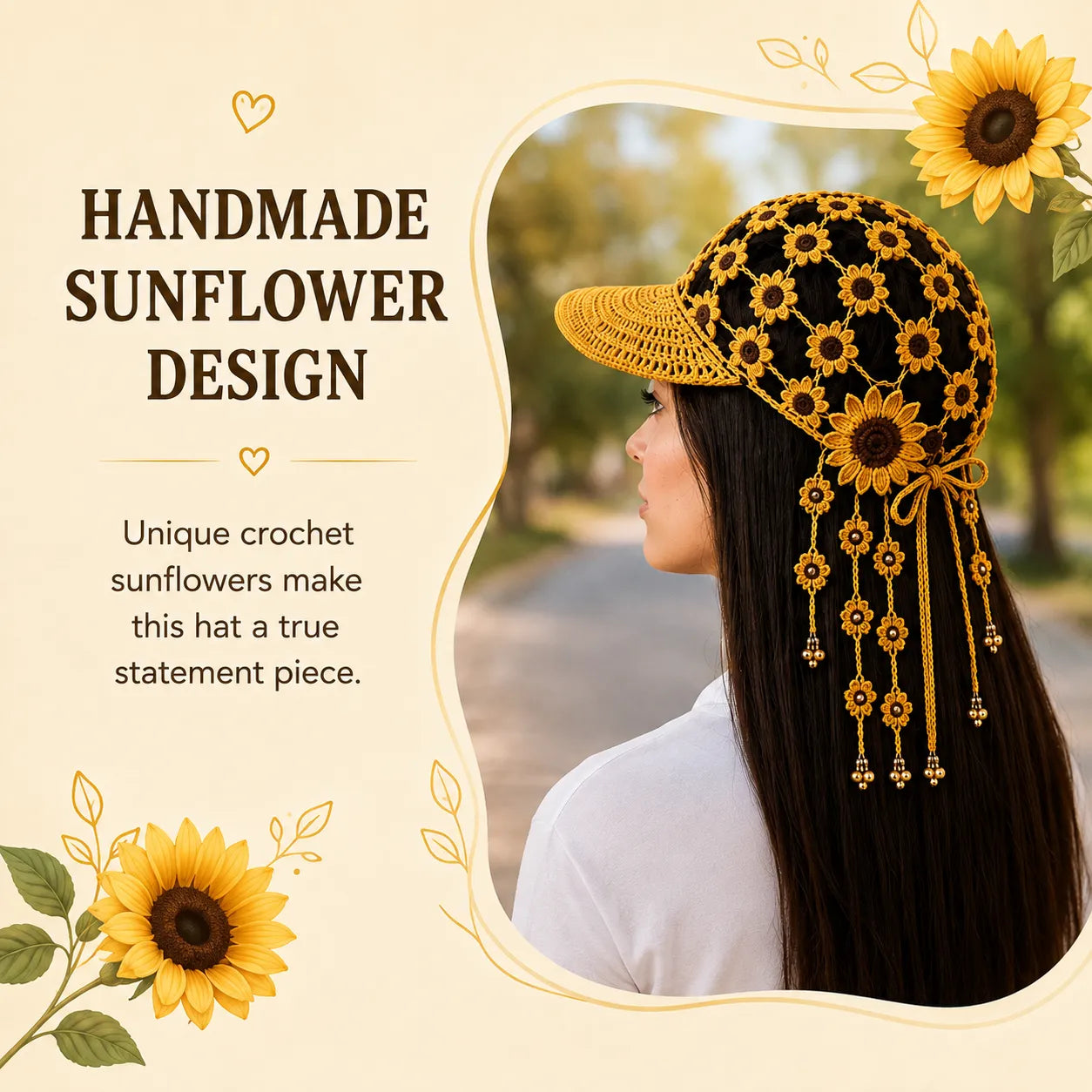 ๐ป Knitted Sunflower Hollow-Out Baseball Cap