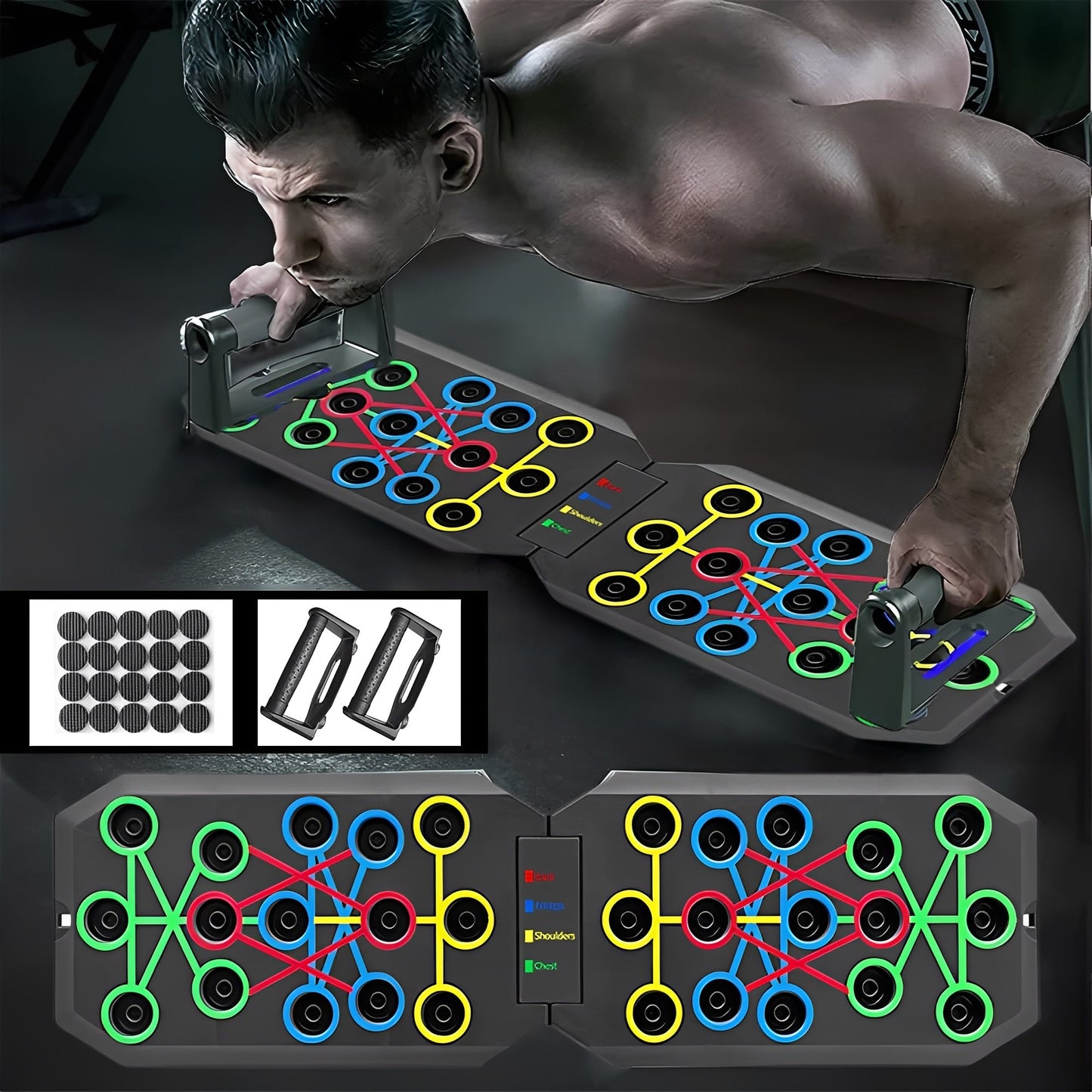 🔥Enhanced Push-up Board Fitness Kit with 30 Holes-Portable Home Exercise Equipment