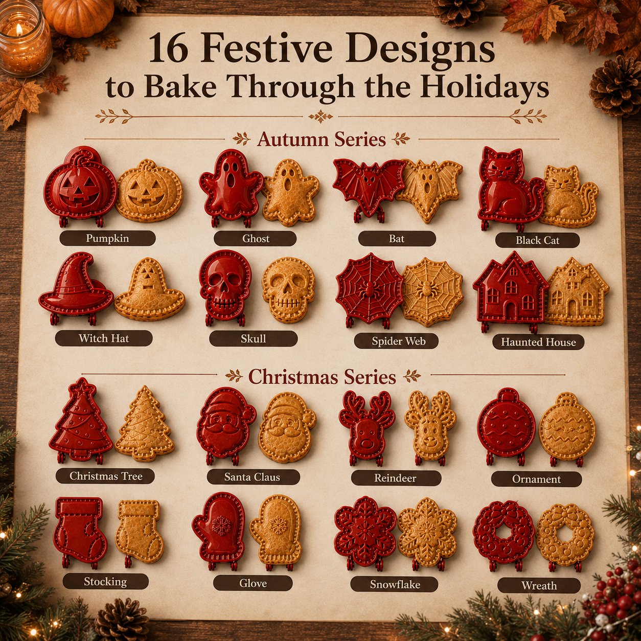 ππ16 Festive Designs β’ Easy Hand-Press Molds β’ Perfect for Cookies, Mini Pies & Stuffed Pastries π₯§ Press, Fill & Bake Your Way Through the Holidays π