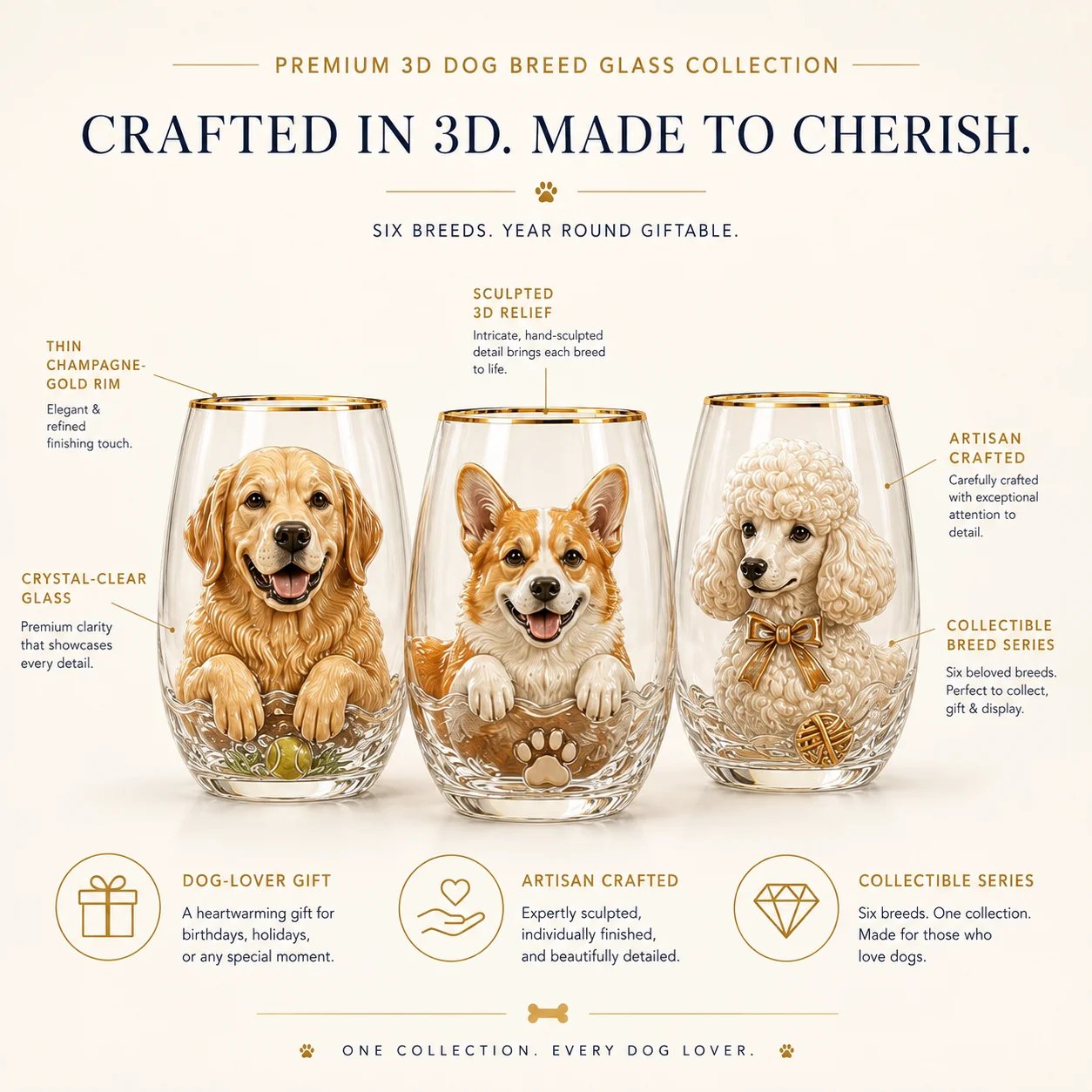 ๐ถ 3D Dog Breed Glass Collection