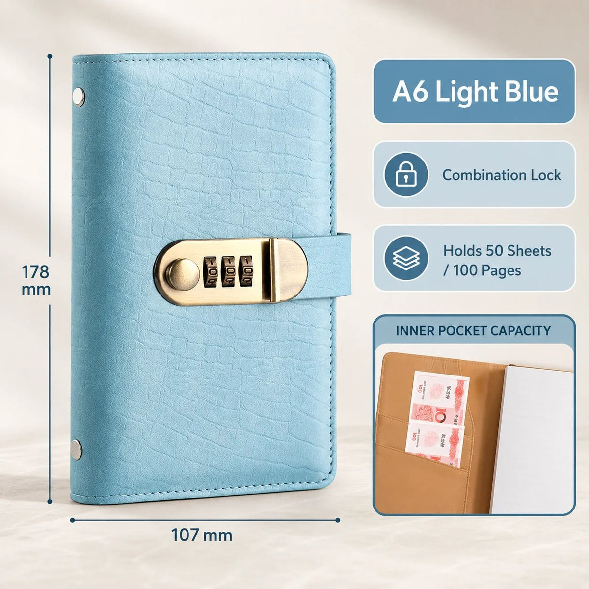 π₯ Last Day 50% OFFβ Lockable A6 Savings Notebook with 3-Digit Combination Lock π°