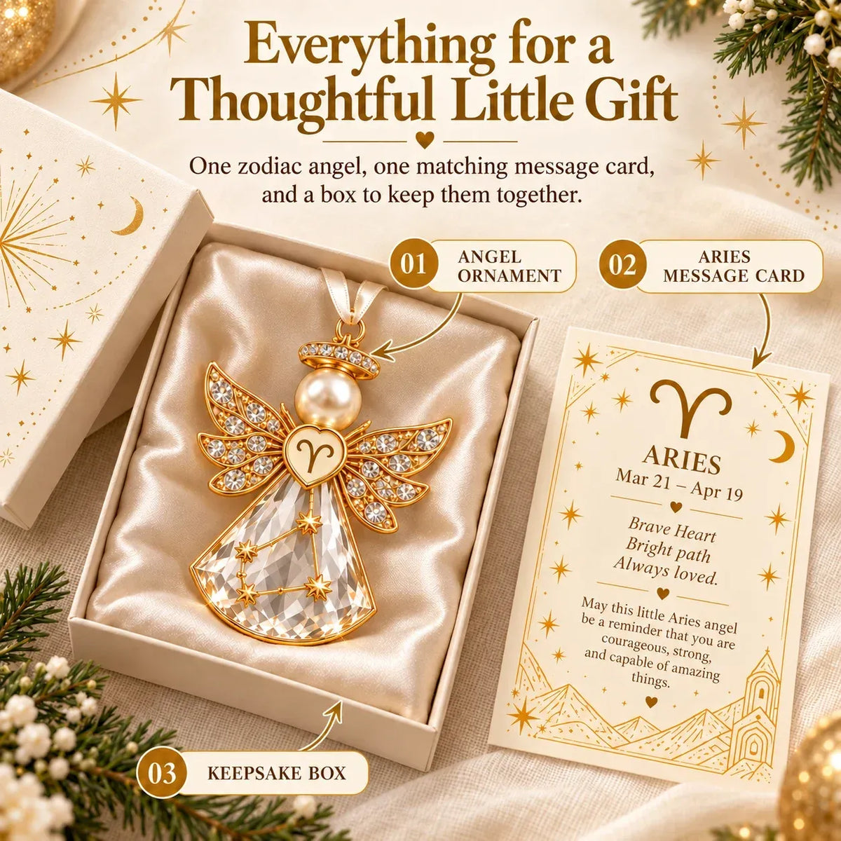 👼 Christmas Zodiac Guardian Angel Keepsake | 12 Signs with Jewel-Toned Designs & Meaningful Gift Cards ✨