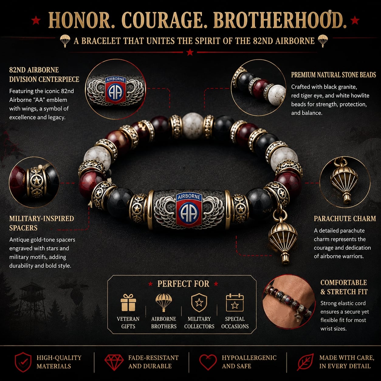 🪂U.S. Army 82nd Airborne Division Tribute Bracelet